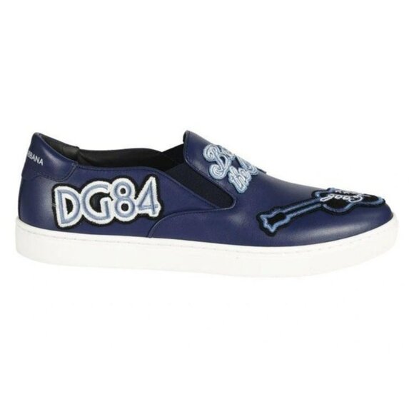 Dolce&Gabbana Other - Dolce & Gabbana Men’s London Jazz Patches Slip On Blue Leather Shoes Size 10